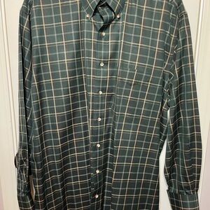 Jos. A. Bank Dark Green Checkered Button Down Shirt